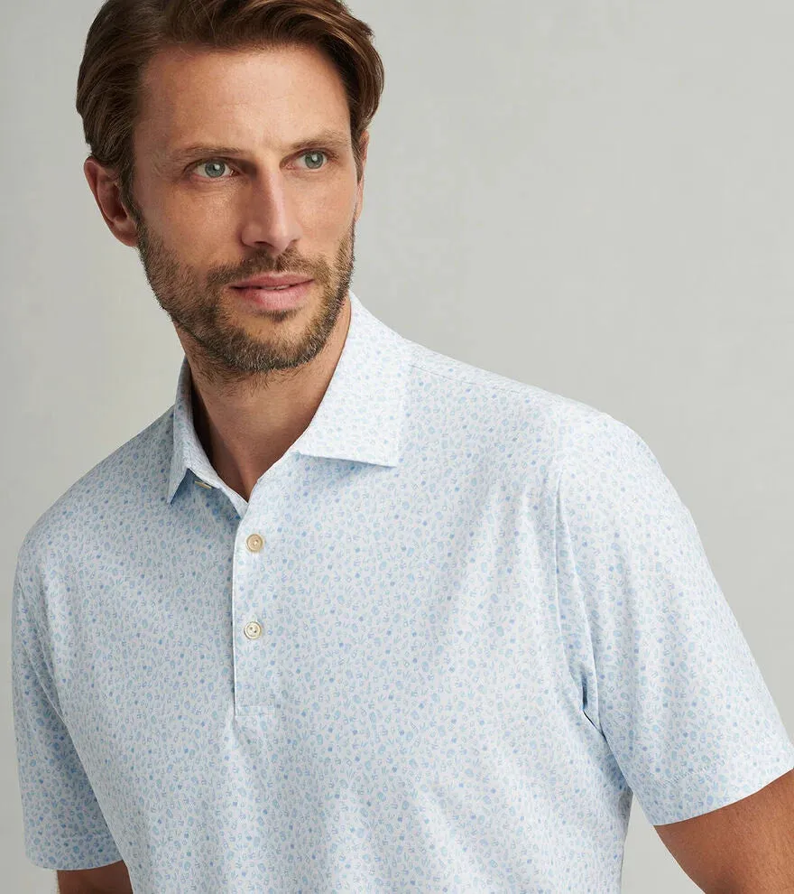 Mens Peter Millar Peter Millar Men's Whiskey Performance Mesh Polo Shirt - White
