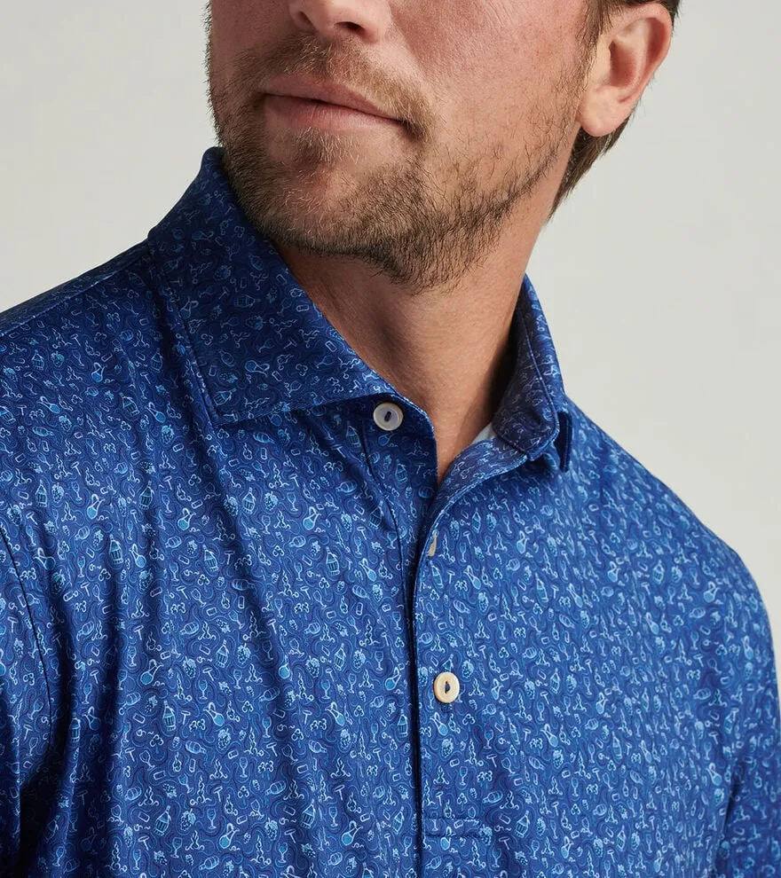 Mens Peter Millar Peter Millar Men's Wine Country Performance Jersey Polo Shirt - Sport Navy