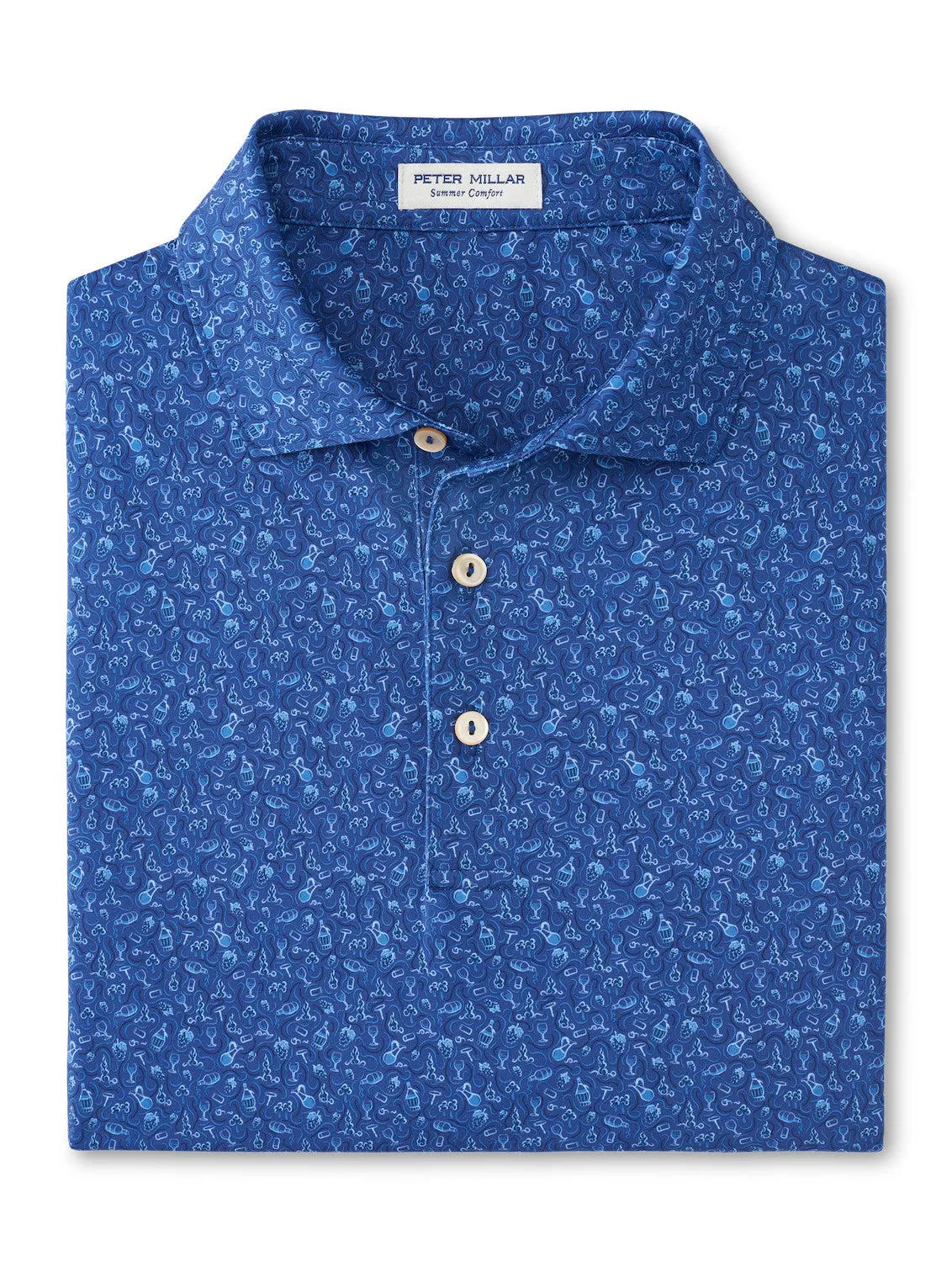 Mens Peter Millar Peter Millar Men's Wine Country Performance Jersey Polo Shirt - Sport Navy
