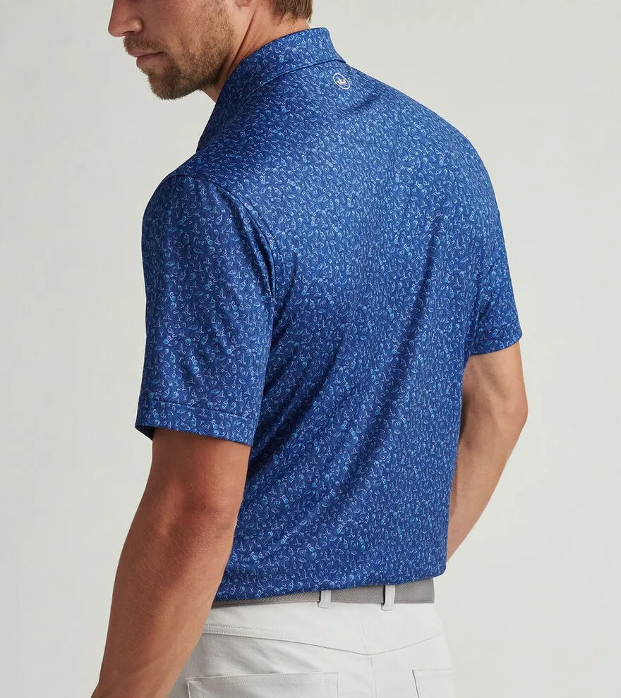 Mens Peter Millar Peter Millar Men's Wine Country Performance Jersey Polo Shirt - Sport Navy