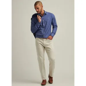 Mens Peter Millar Peter Millar Men's Winnipeg Performance Poplin Sport Shirt - Azurite