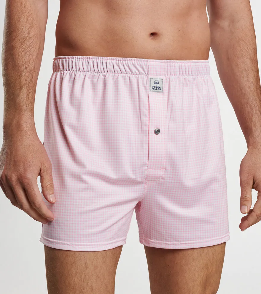 Mens Peter Millar Peter Millar Nebraska Printed Gingham Boxers - Palmer Pink*
