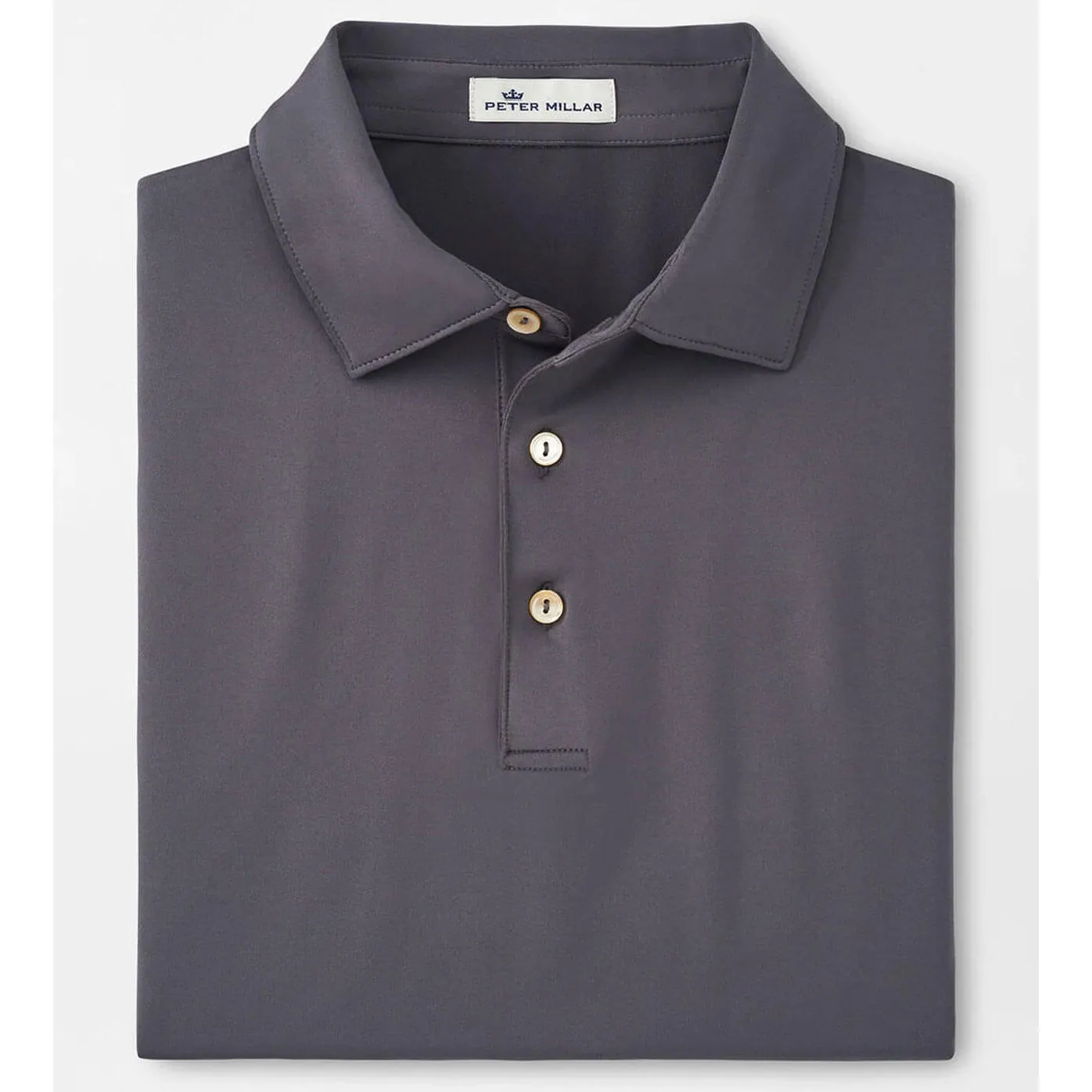 Mens Peter Millar Peter Millar Solid Performance Jersey Sean Self Collar Polo Shirt - Iron*