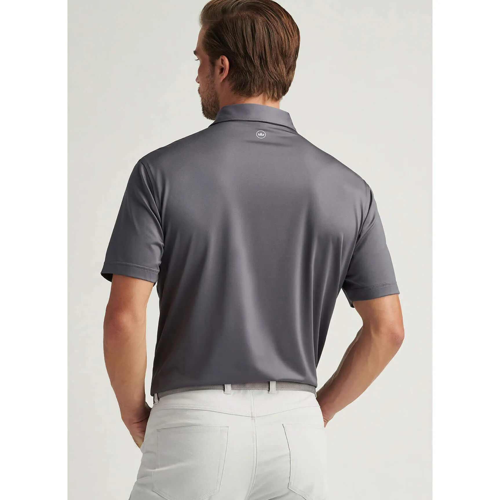 Mens Peter Millar Peter Millar Solid Performance Jersey Sean Self Collar Polo Shirt - Iron*