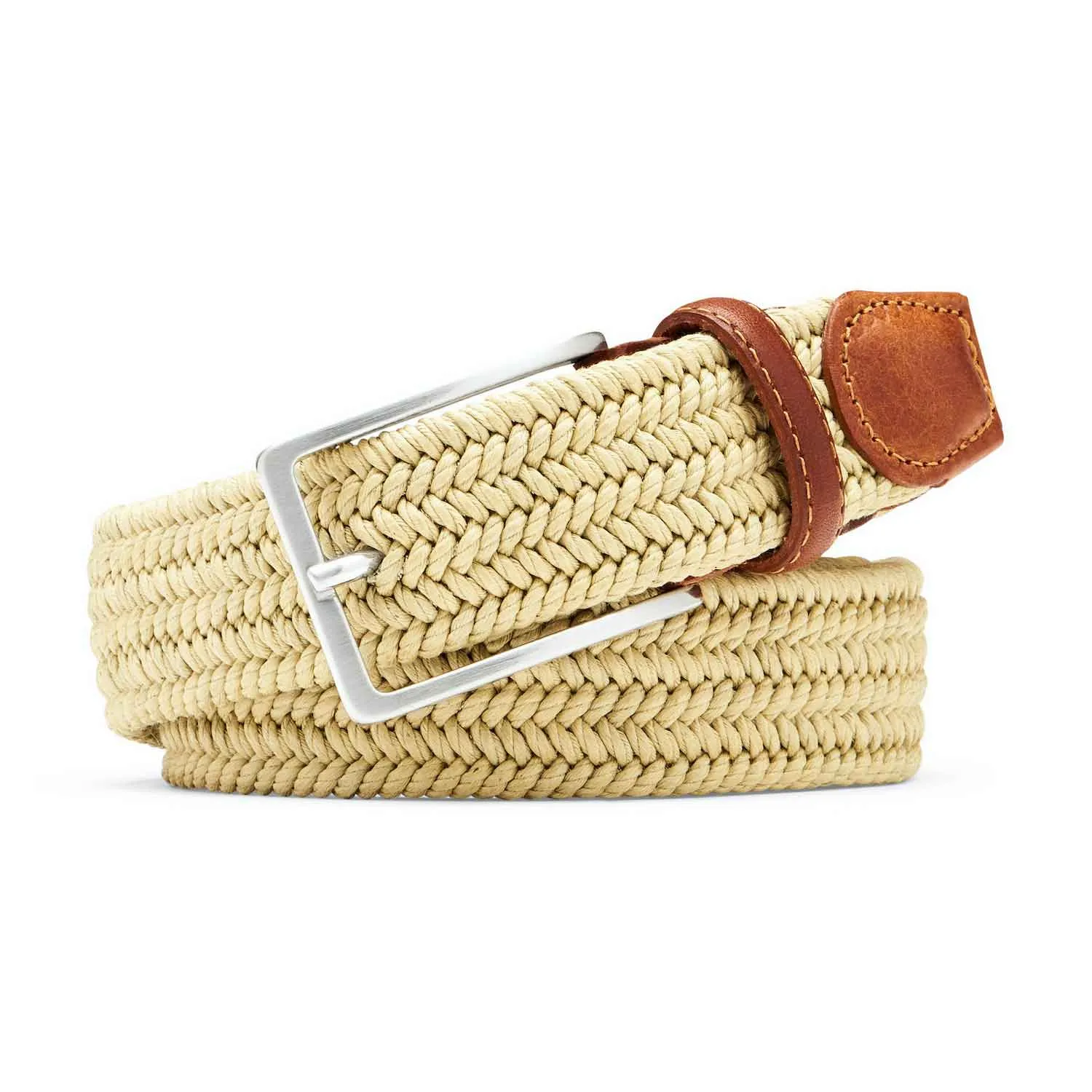 Mens Peter Millar Peter Millar Waxed Braided Belt - Khaki