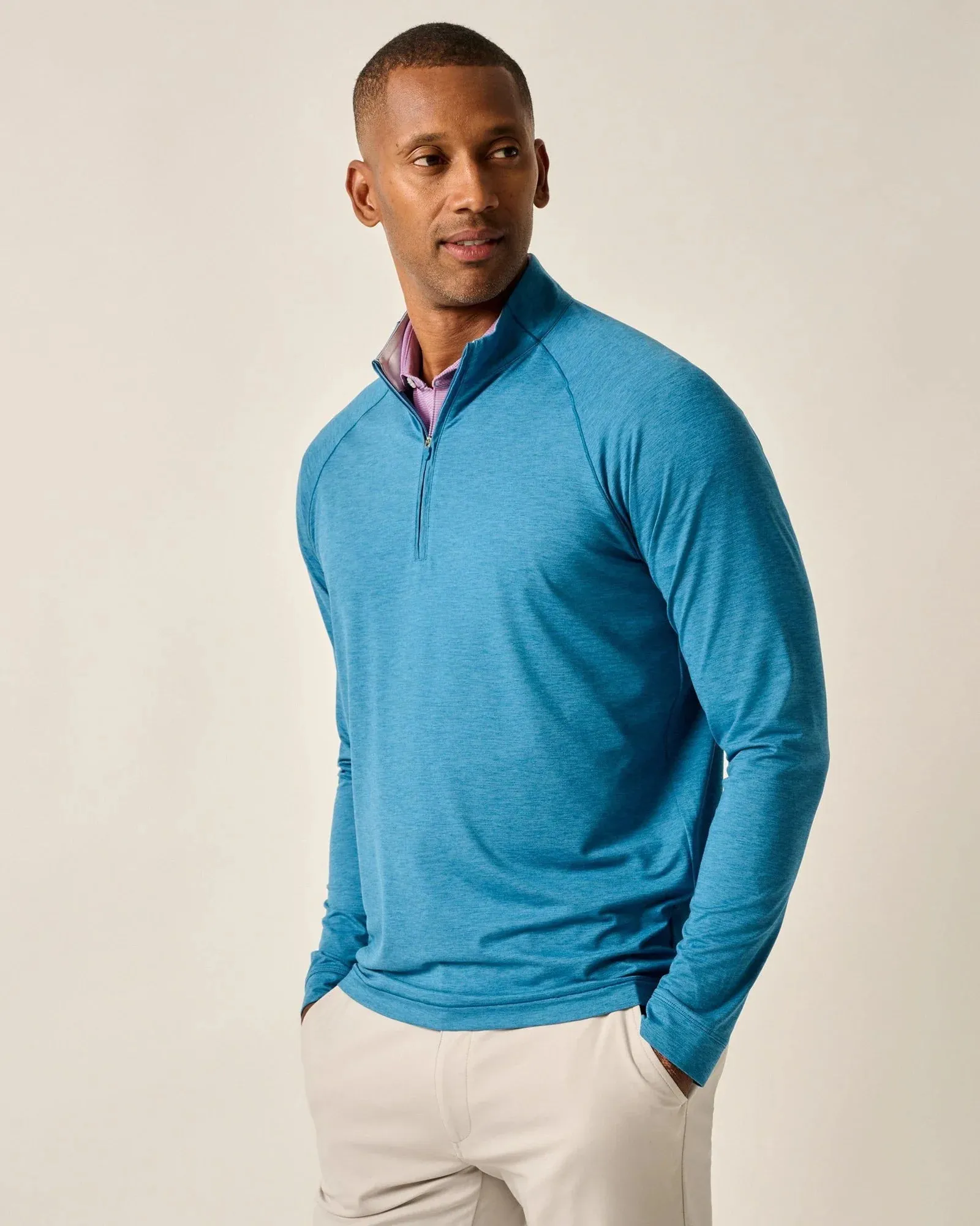 Mens Tori Richard Johnnie-O Freeborne Performance 1/4 Zip Pullover Sweater - Barrels Blue