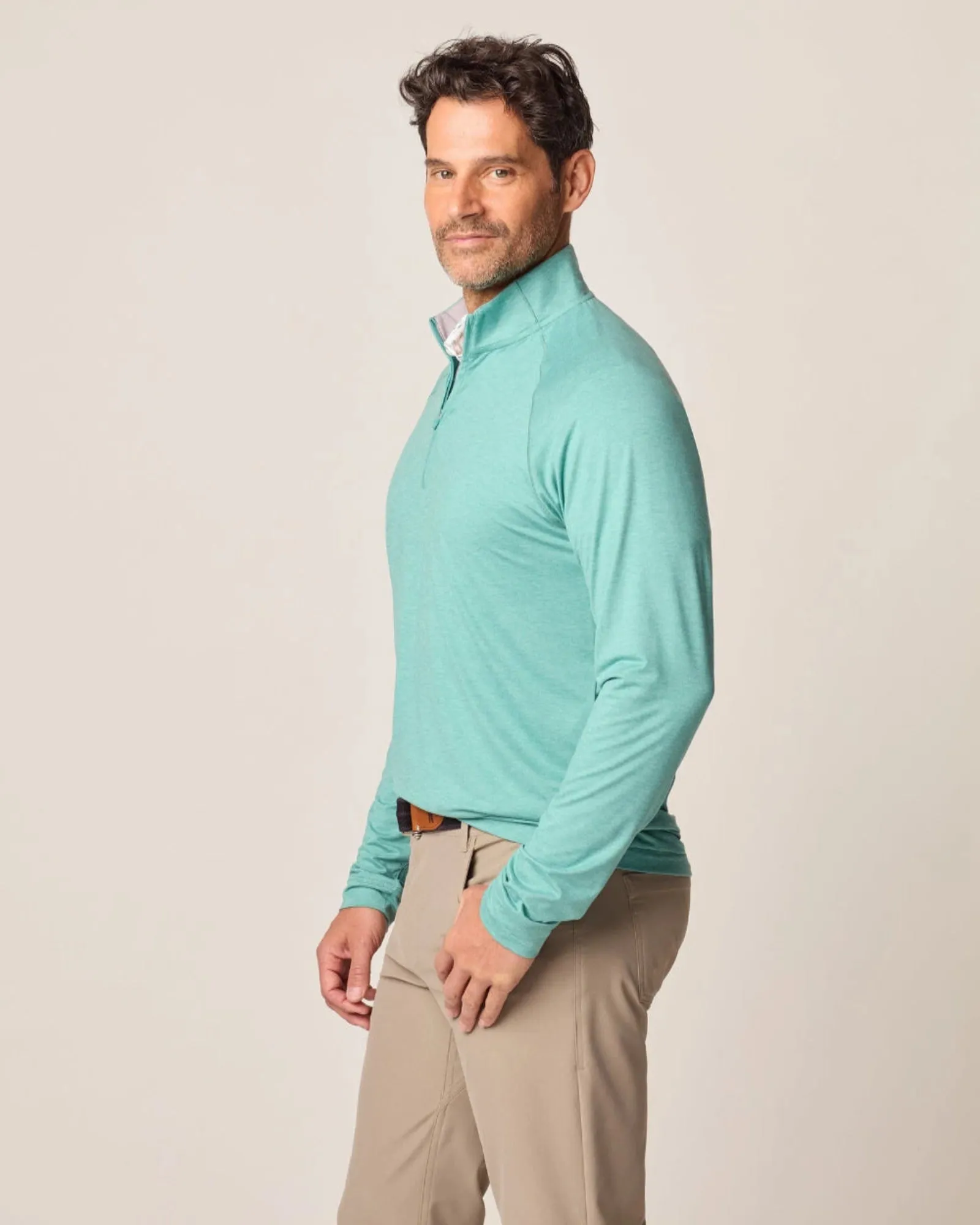 Mens Tori Richard Johnnie-O Freeborne Performance 1/4 Zip Pullover Sweater - Green Grass