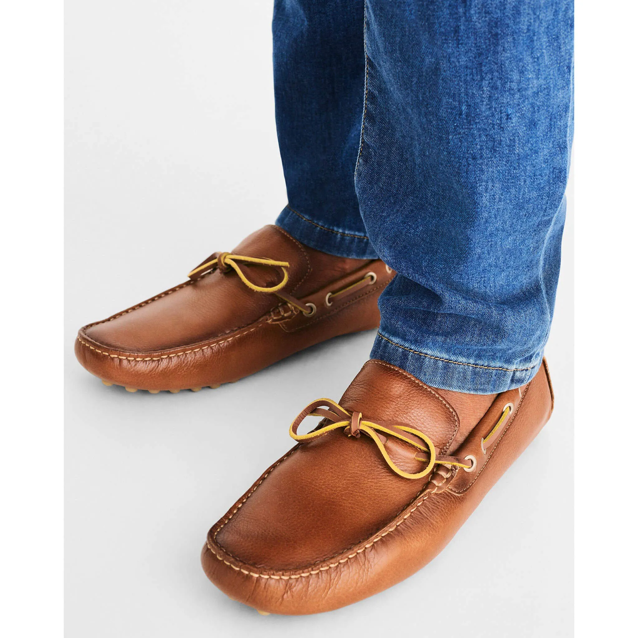 Mens Tori Richard Johnnie-O Leather Getaway Driver - Cognac