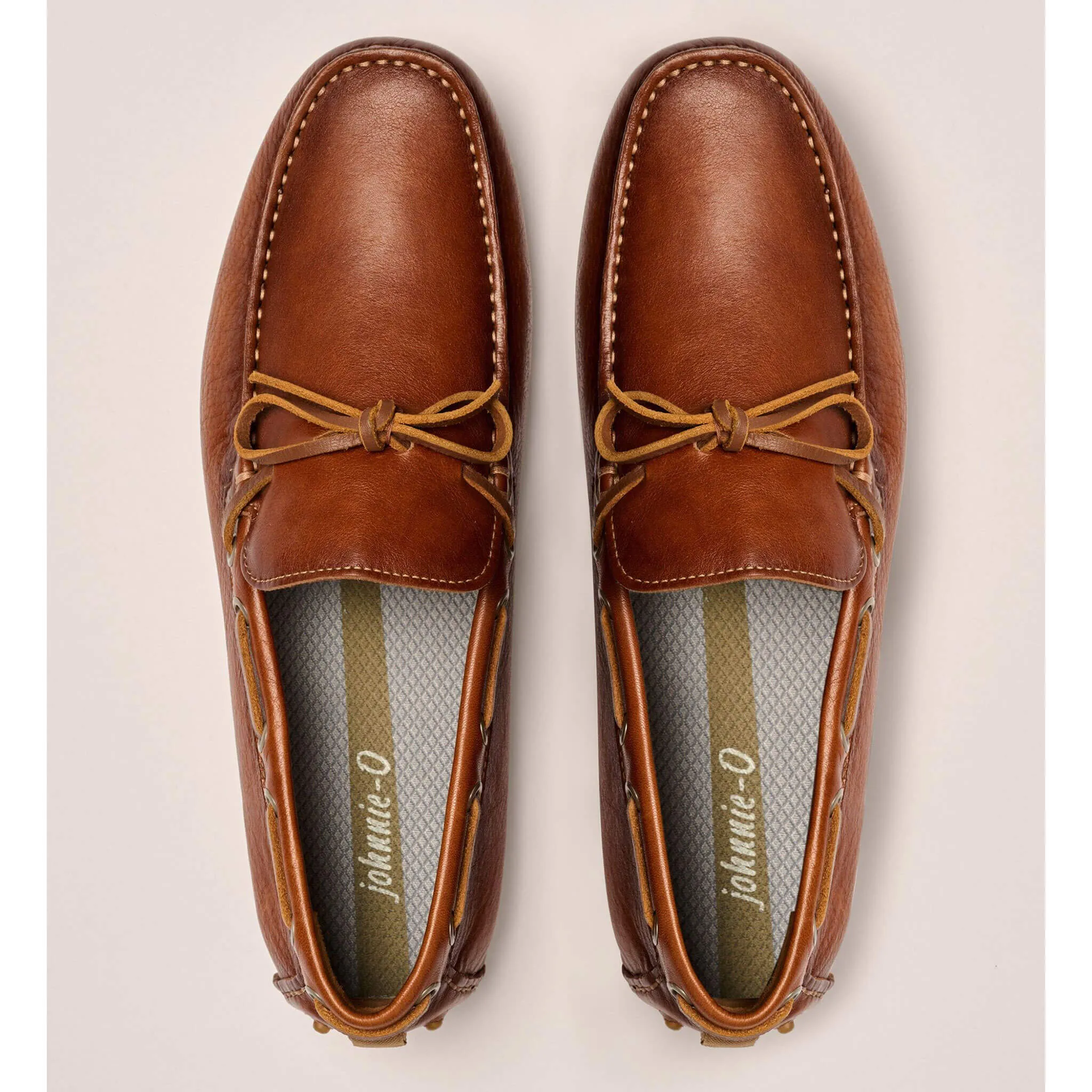 Mens Tori Richard Johnnie-O Leather Getaway Driver - Cognac