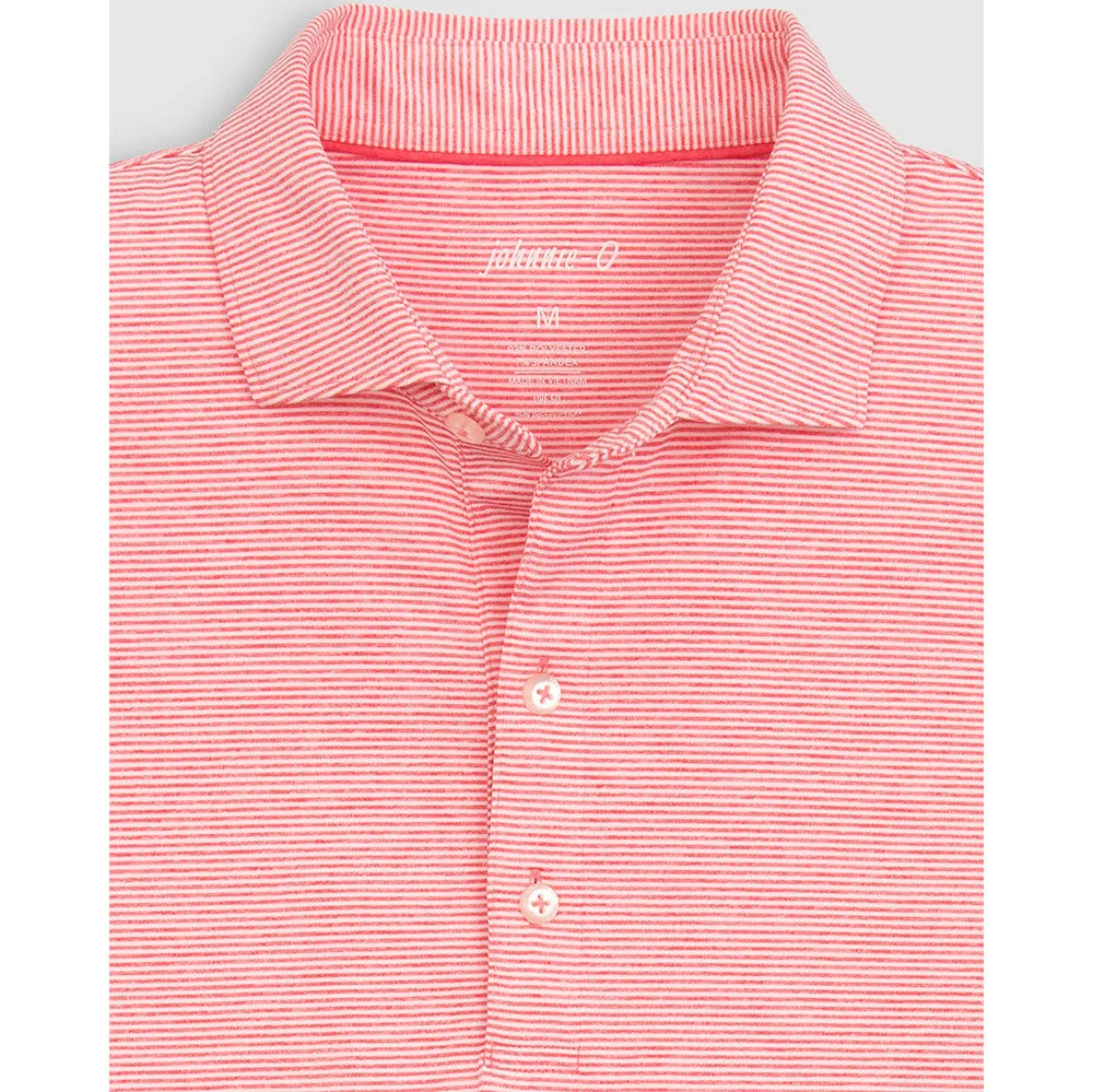 Mens Tori Richard Johnnie-O Lyndon Prep-Formance Pinstripe Polo Shirt - Azalea
