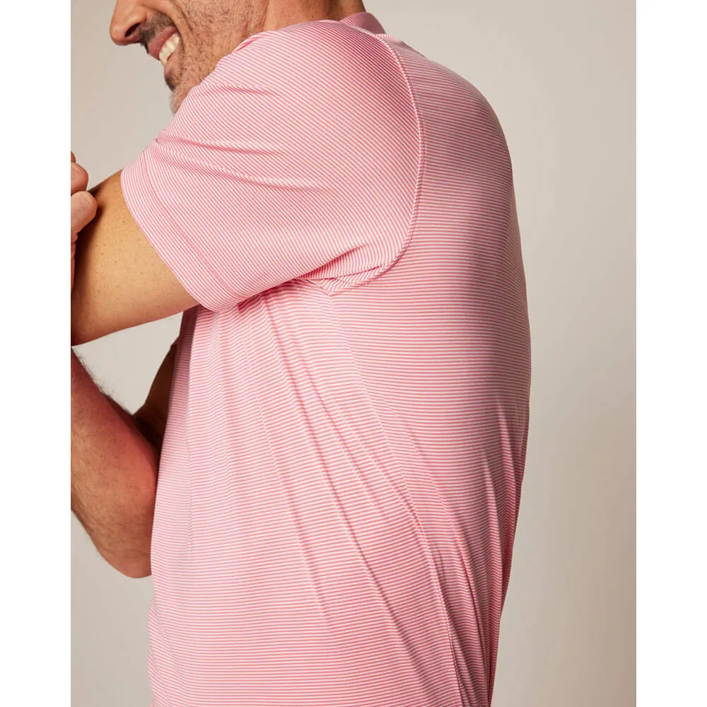 Mens Tori Richard Johnnie-O Lyndon Prep-Formance Pinstripe Polo Shirt - Azalea