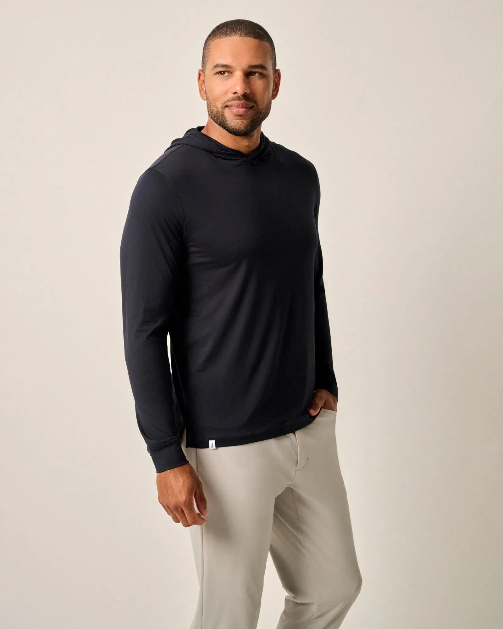 Mens Tori Richard Johnnie-O Talon Hooded Long Sleeve T-Shirt - Black*