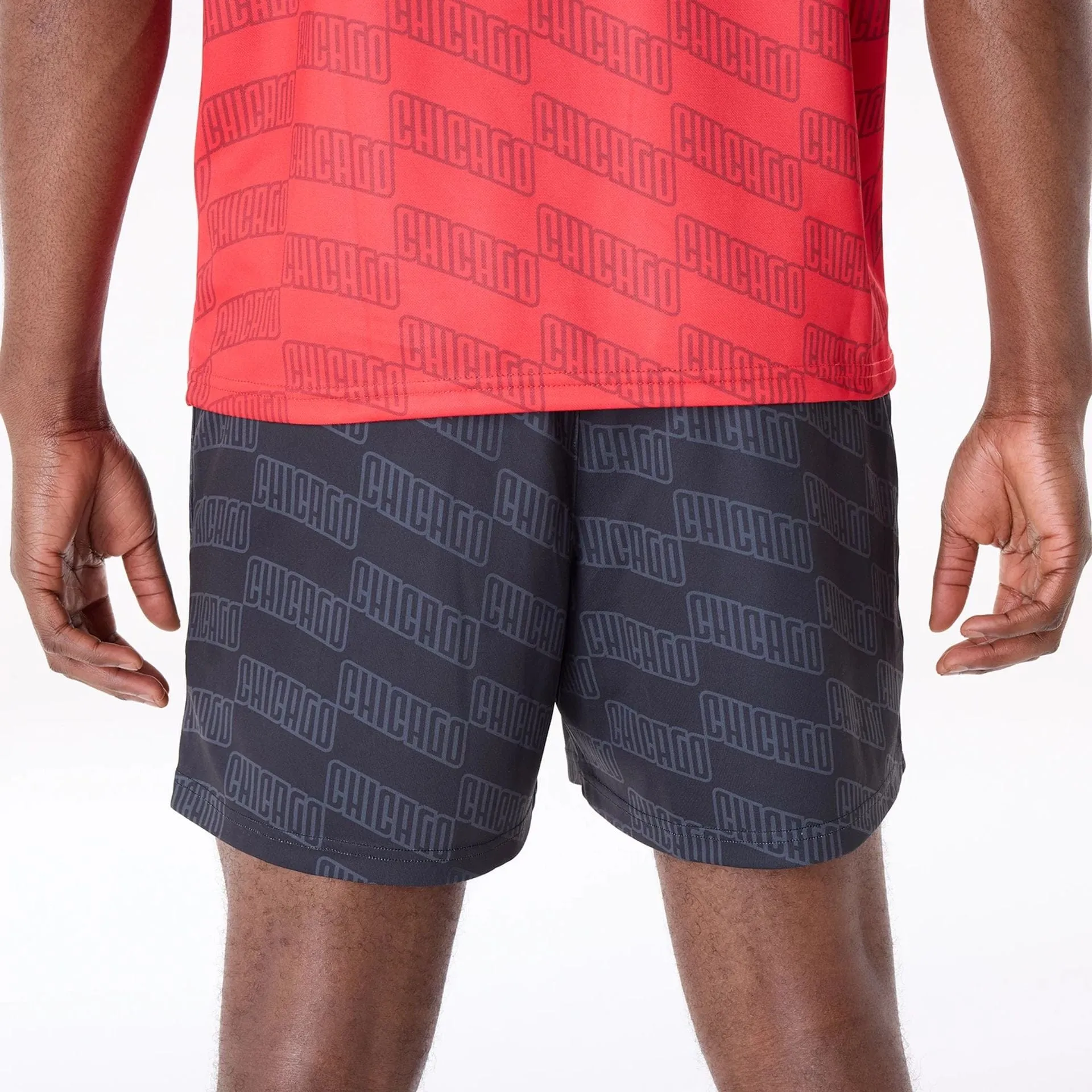 New Era Sport Shorts Chicago Bulls NBA All Over Print Graphic Black Shorts