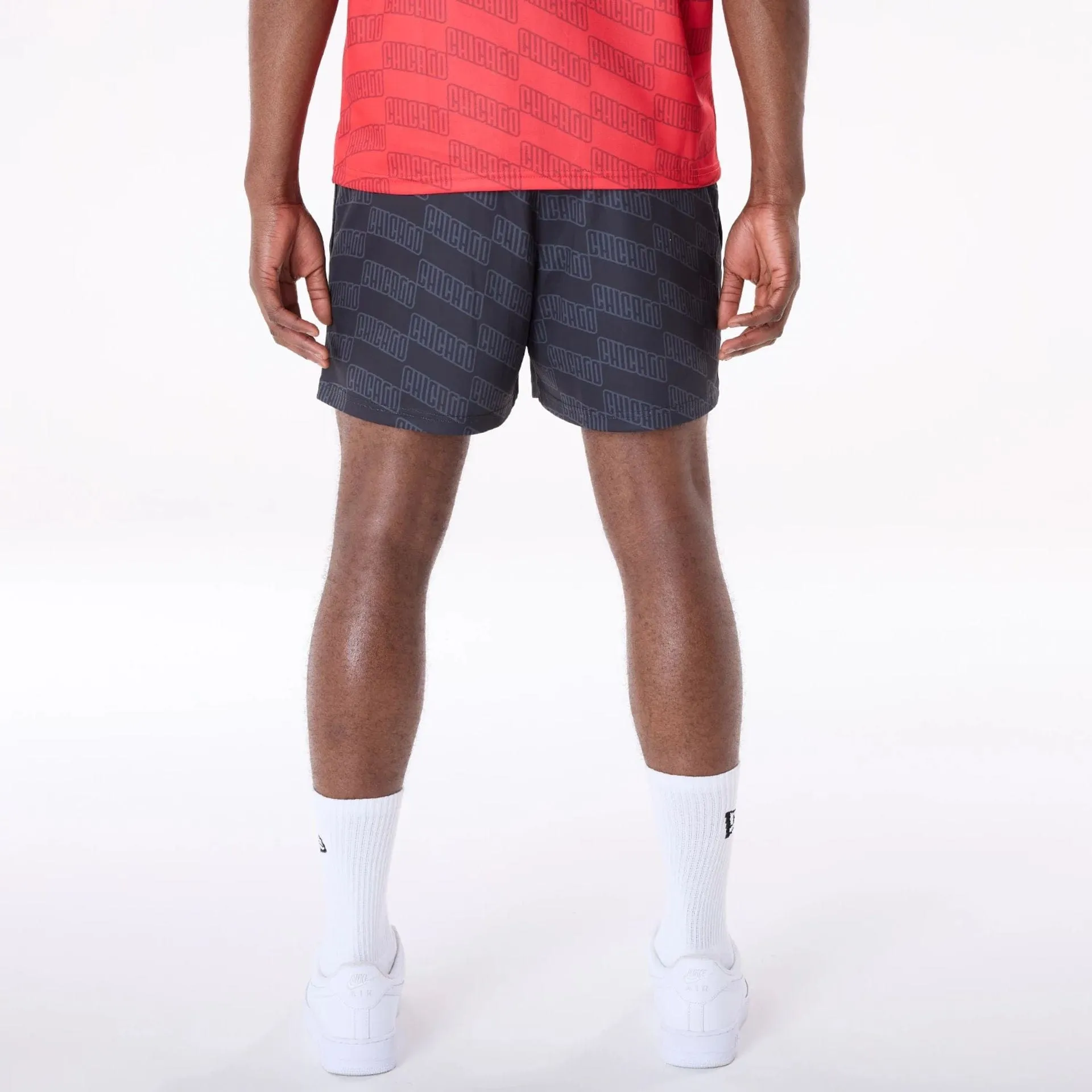 New Era Sport Shorts Chicago Bulls NBA All Over Print Graphic Black Shorts