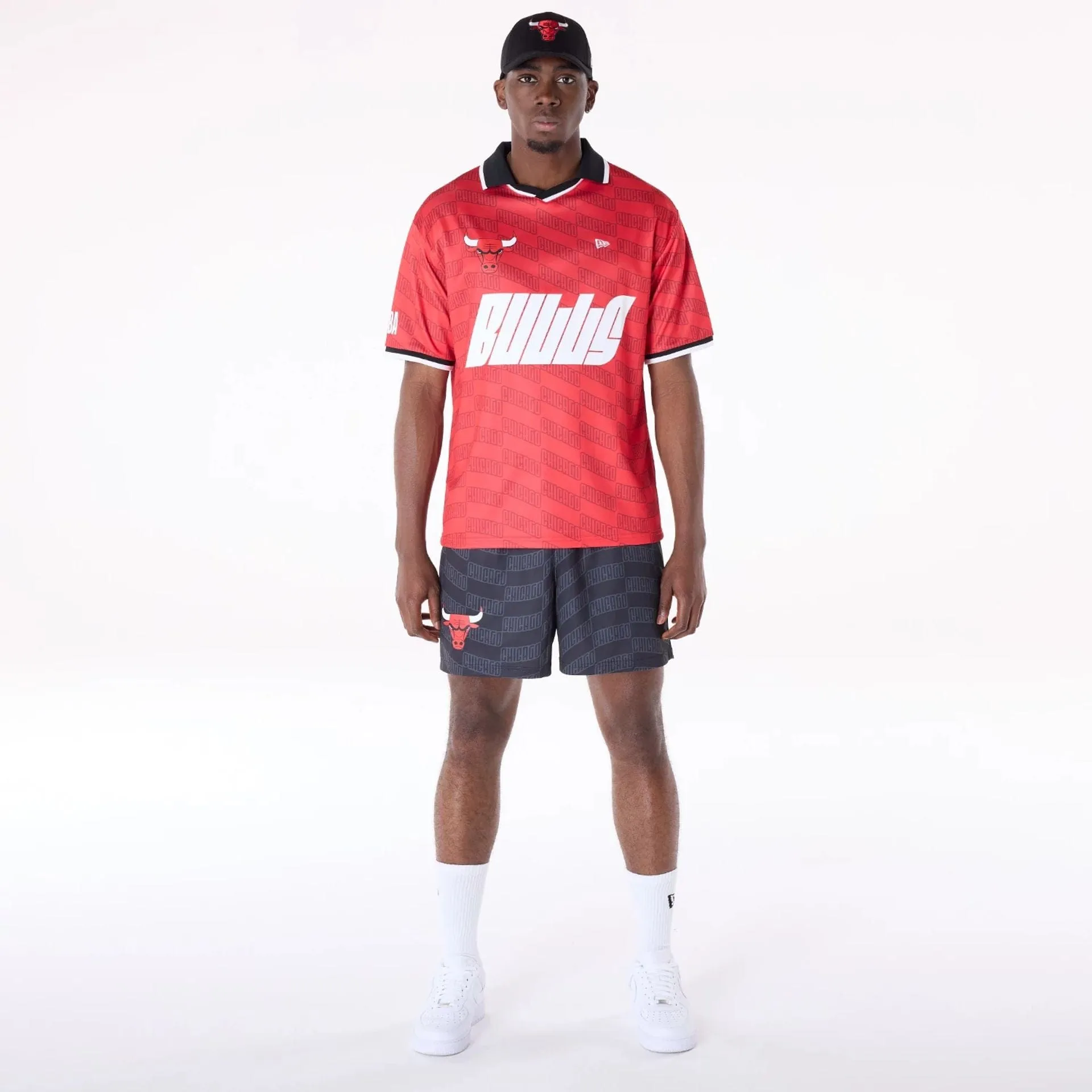 New Era Sport Shorts Chicago Bulls NBA All Over Print Graphic Black Shorts
