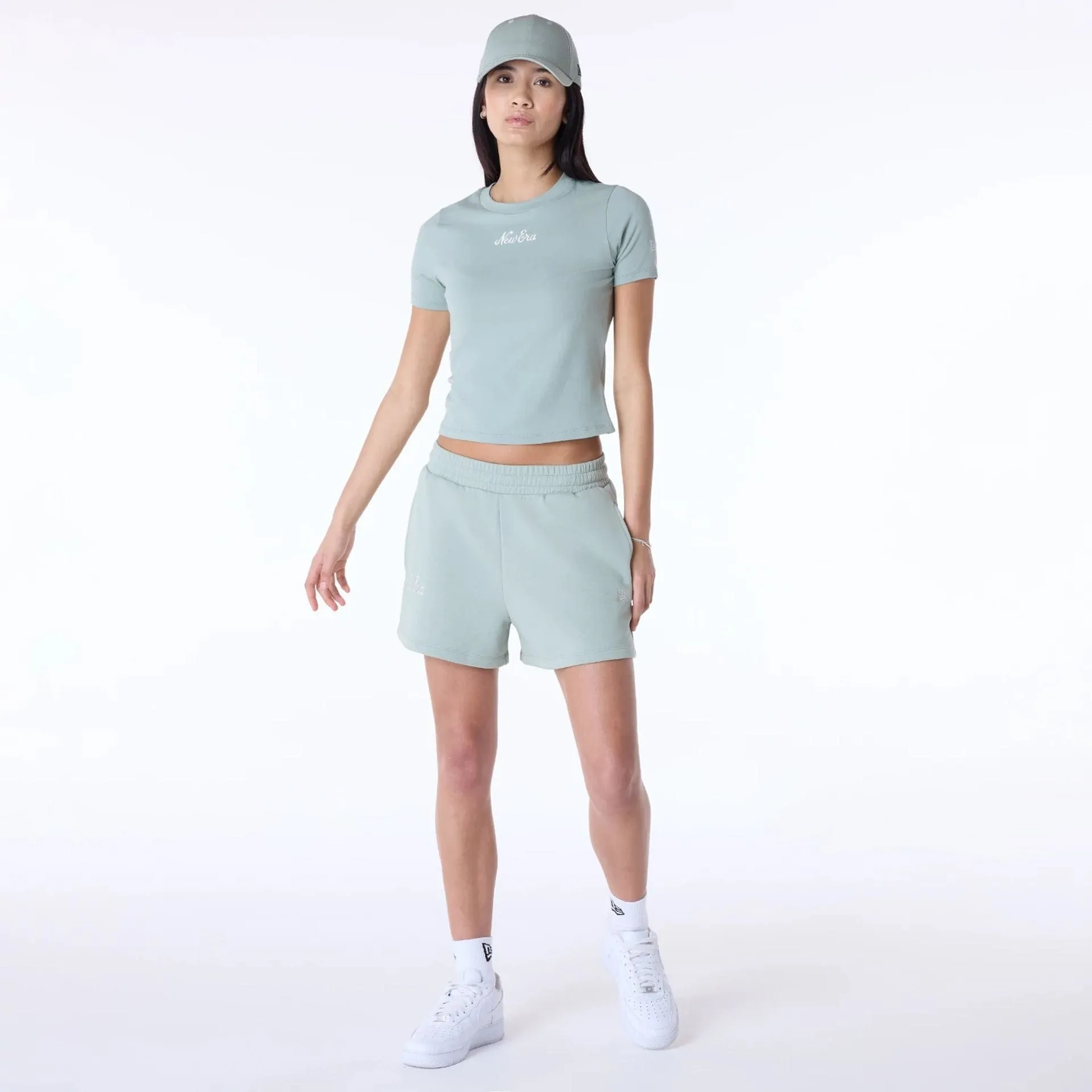 New Era Sport Shorts Womens New Era Script Pastel Green Shorts