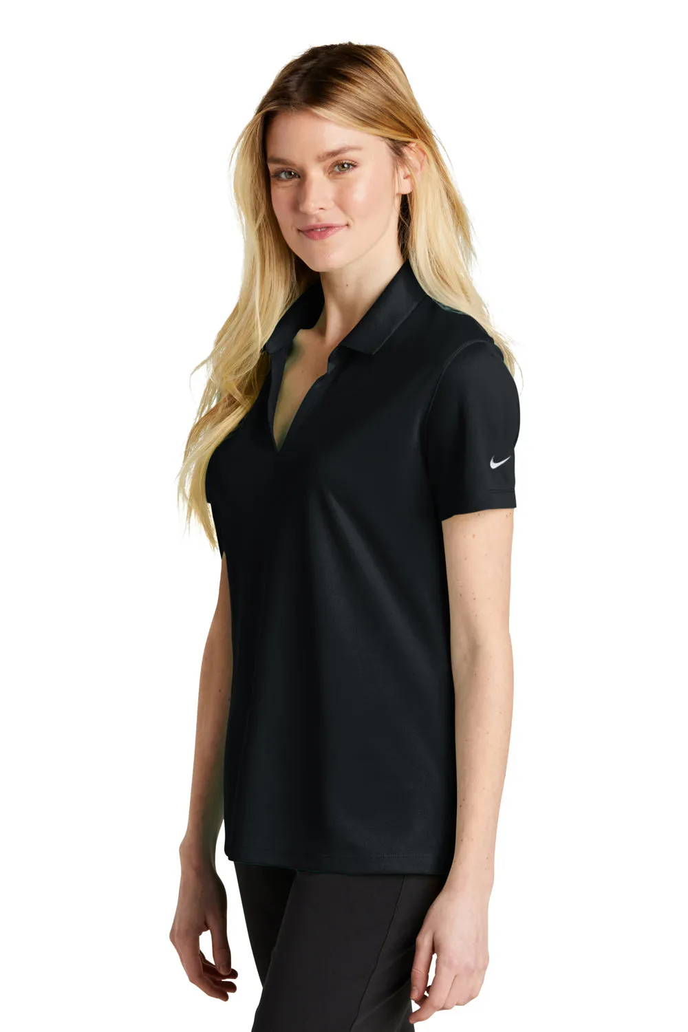 Nike Womens Dri-Fit Moisture Wicking Micro Pique 2.0 Short Sleeve Polo Shirt - Black