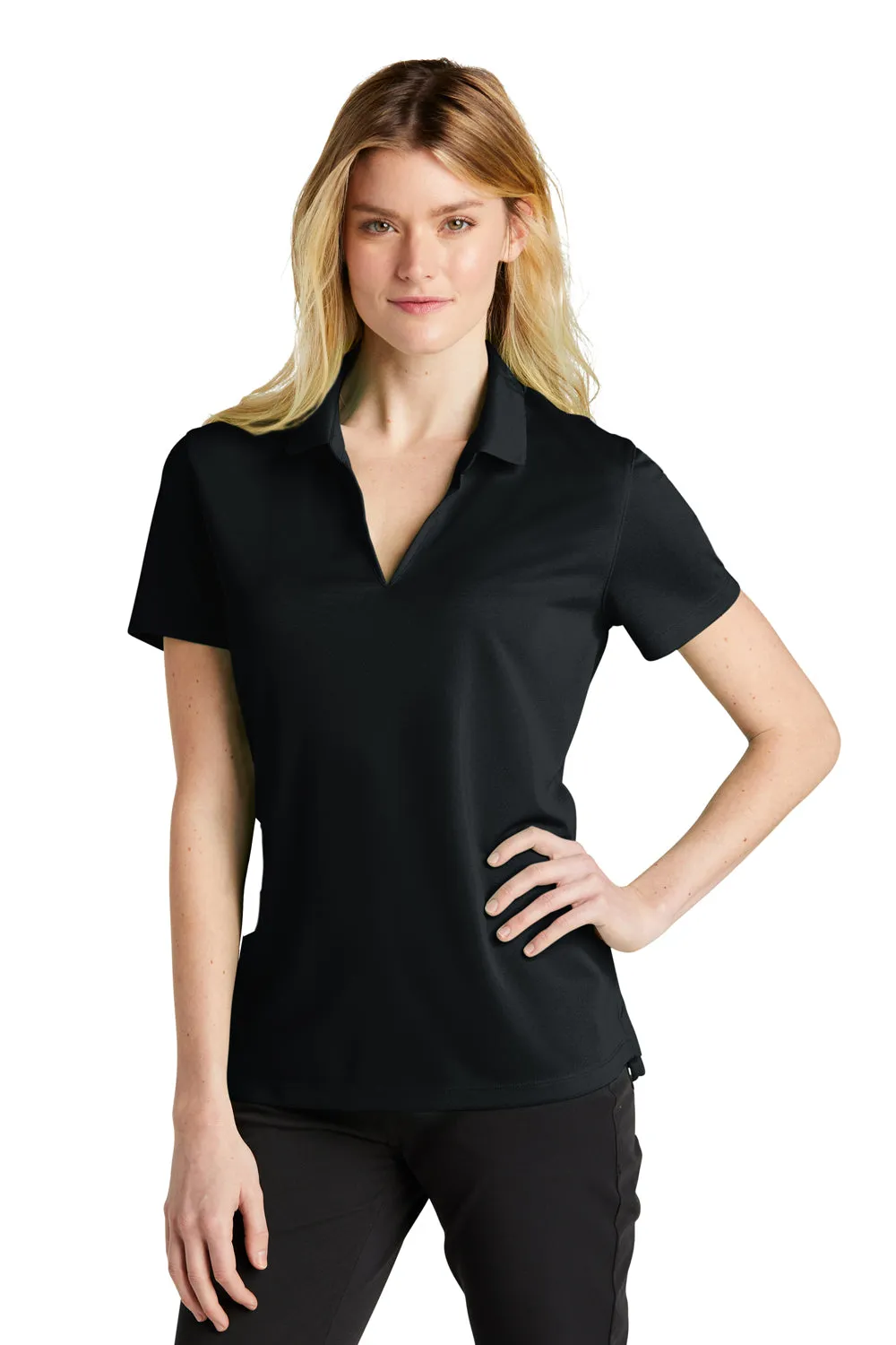 Nike Womens Dri-Fit Moisture Wicking Micro Pique 2.0 Short Sleeve Polo Shirt - Black