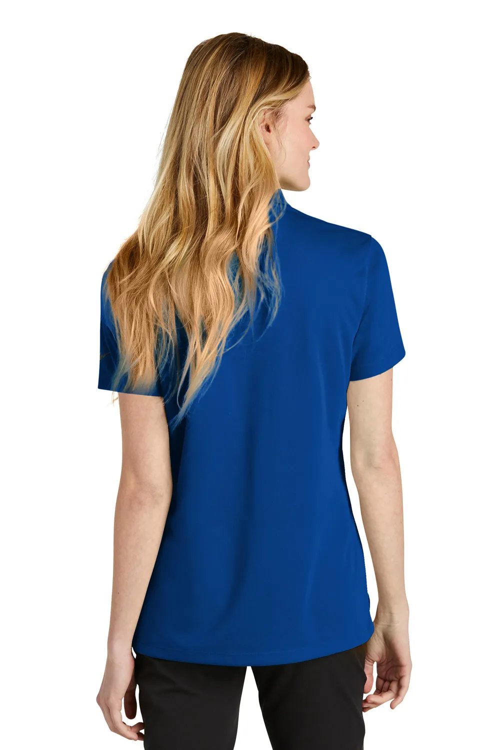 Nike Womens Dri-Fit Moisture Wicking Micro Pique 2.0 Short Sleeve Polo Shirt - Gym Blue