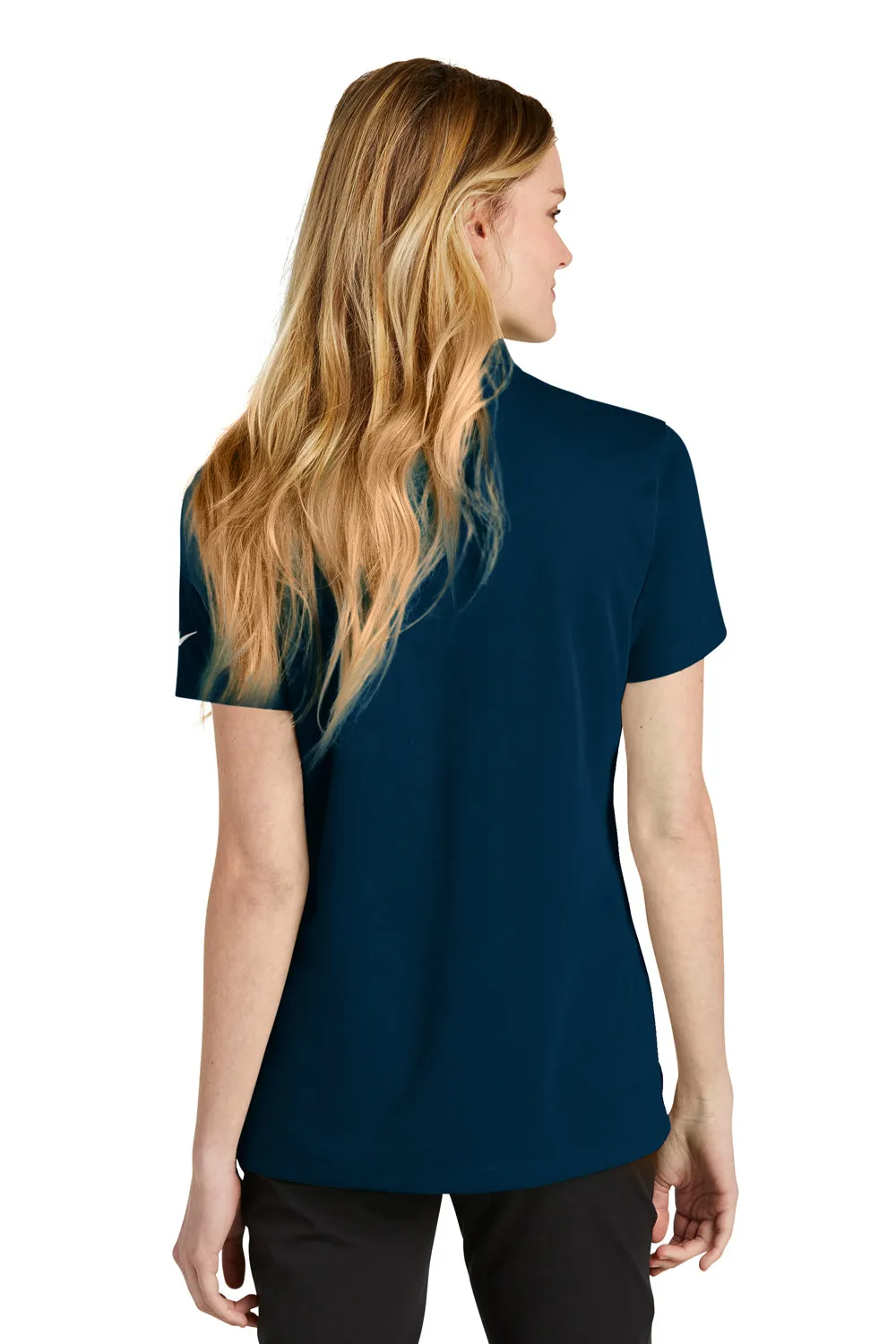 Nike Womens Dri-Fit Moisture Wicking Micro Pique 2.0 Short Sleeve Polo Shirt - Navy Blue