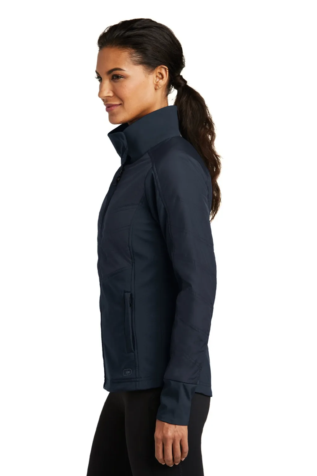 Ogio Womens Endurance Brink Wind & Water Resistant Full Zip Jacket - Propel Navy Blue