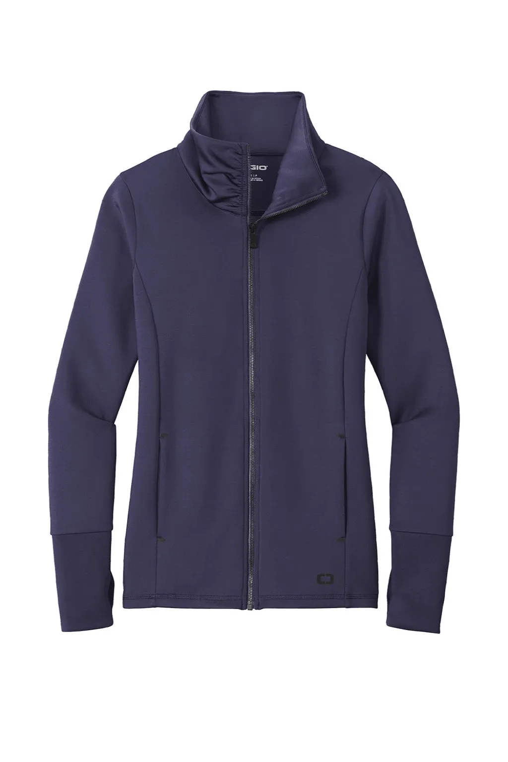 Ogio Womens Endurance Modern Performance Moisture Wicking Full Zip Sweatshirt w/ Pockets - Navy Blue