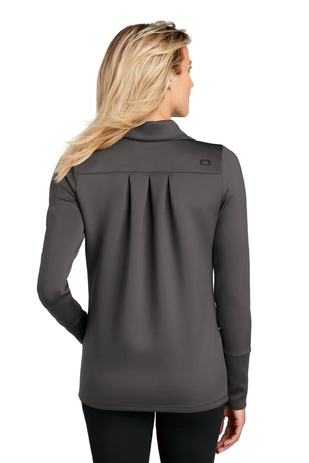 Ogio Womens Endurance Modern Performance Moisture Wicking Full Zip Sweatshirt w/ Pockets - Tarmac Grey