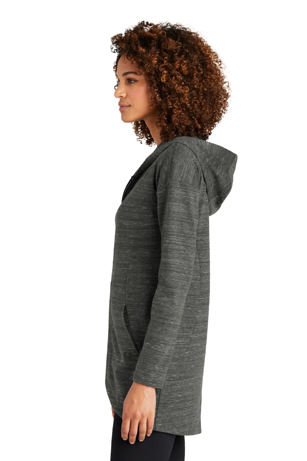 Ogio Womens Flux Full Zip Hooded Sweatshirt Hoodie w/ Pockets - Heather Tarmac Grey