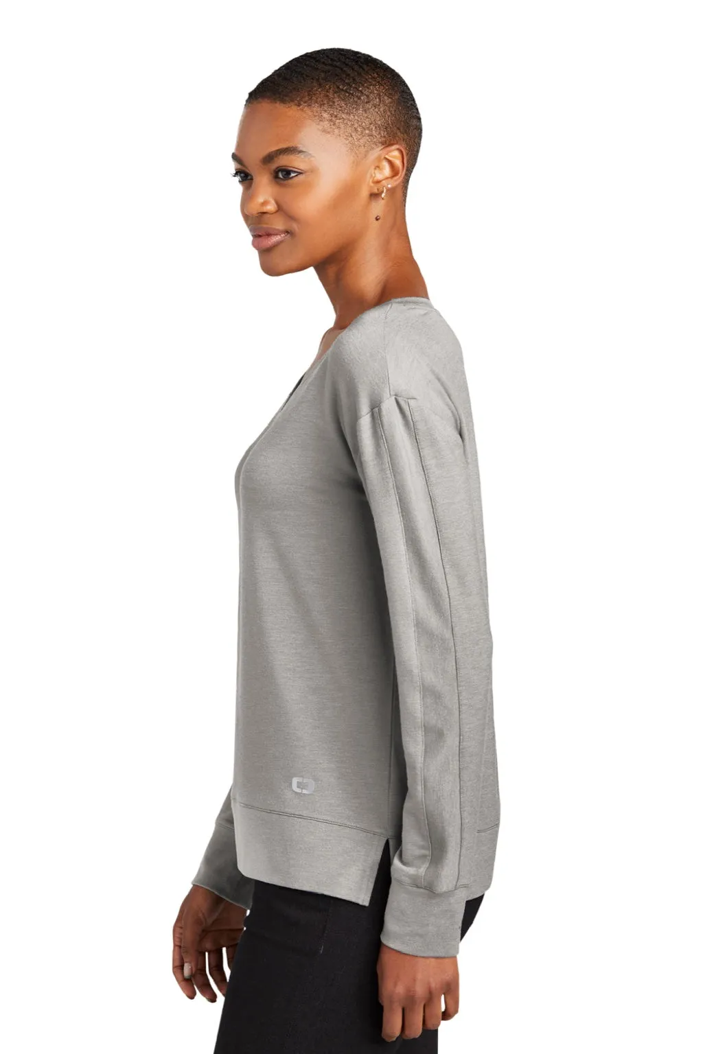 Ogio Womens Luuma Flex V-Neck Sweatshirt - Heather Petrol Grey