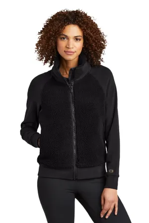 Ogio Womens Luuma Sherpa Fleece Full Zip Jacket - Blacktop