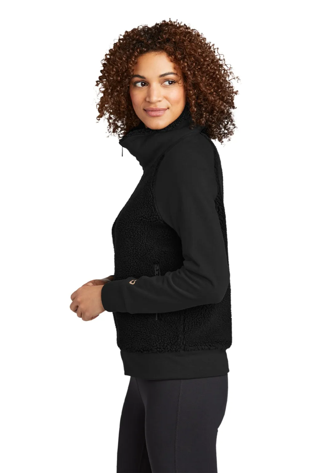 Ogio Womens Luuma Sherpa Fleece Full Zip Jacket - Blacktop