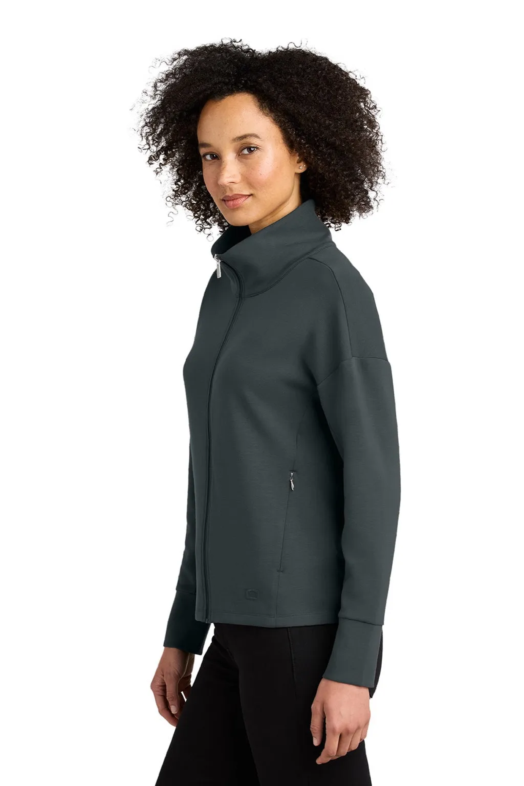 Ogio Womens Transcend Full Zip Sweatshirt w/ Pockets - Tarmac Grey