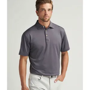 Peter Millar Solid Performance Jersey Sean Self Collar Polo Shirt - Iron* Peter Millar Clothing