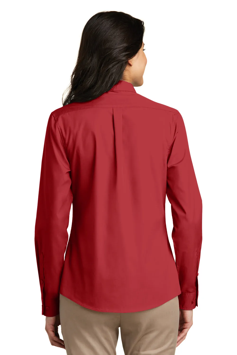 Port Authority Womens Carefree Stain Resistant Long Sleeve Button Down Shirt - Rich Red