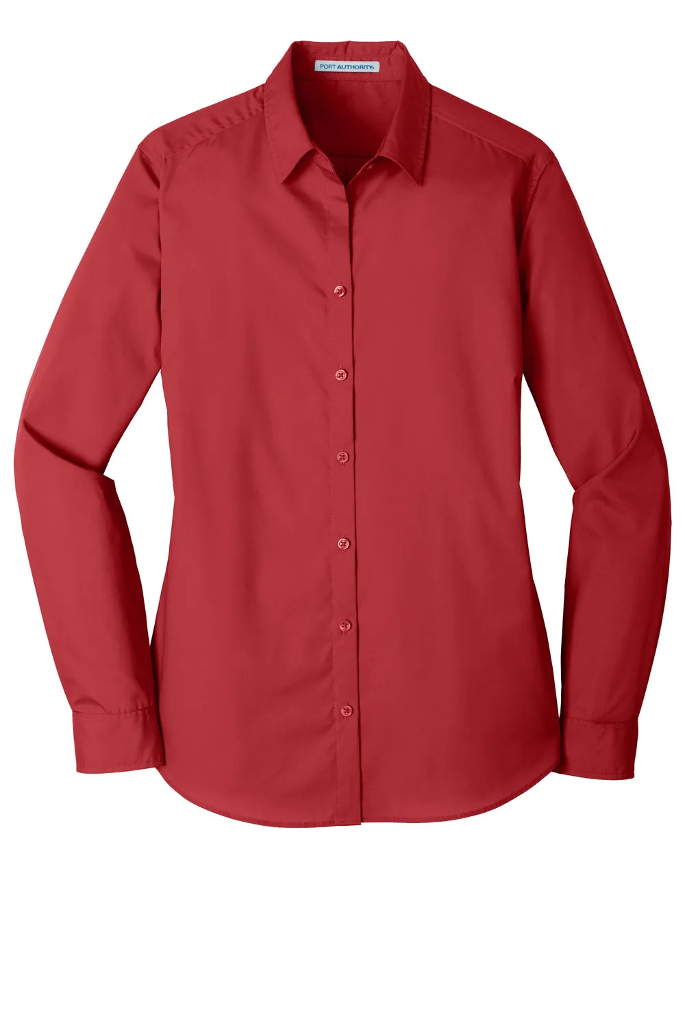 Port Authority Womens Carefree Stain Resistant Long Sleeve Button Down Shirt - Rich Red