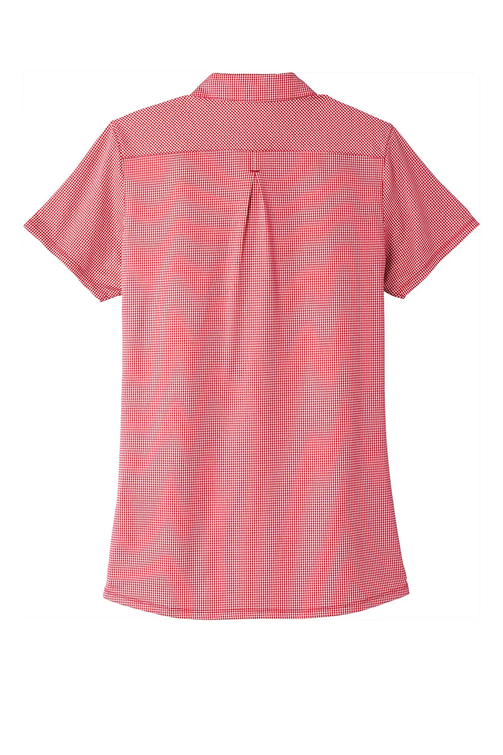 Port Authority Womens Gingham Moisture Wicking Short Sleeve Polo Shirt - Rich Red/White - Closeout