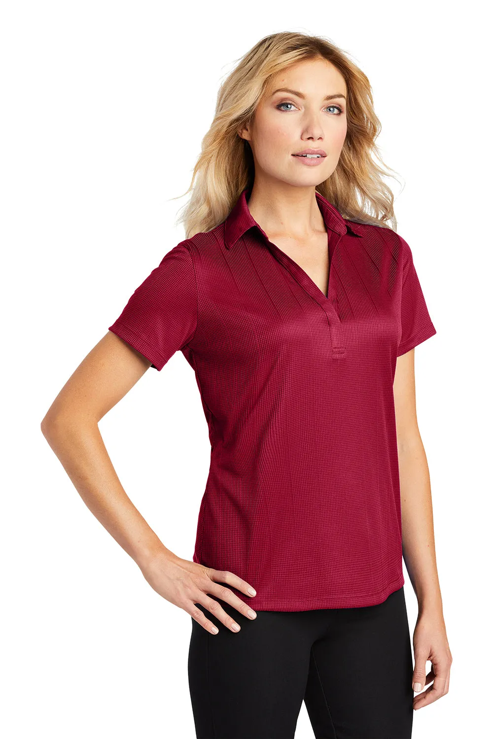 Port Authority Womens Performance Moisture Wicking Short Sleeve Polo Shirt - Rich Red