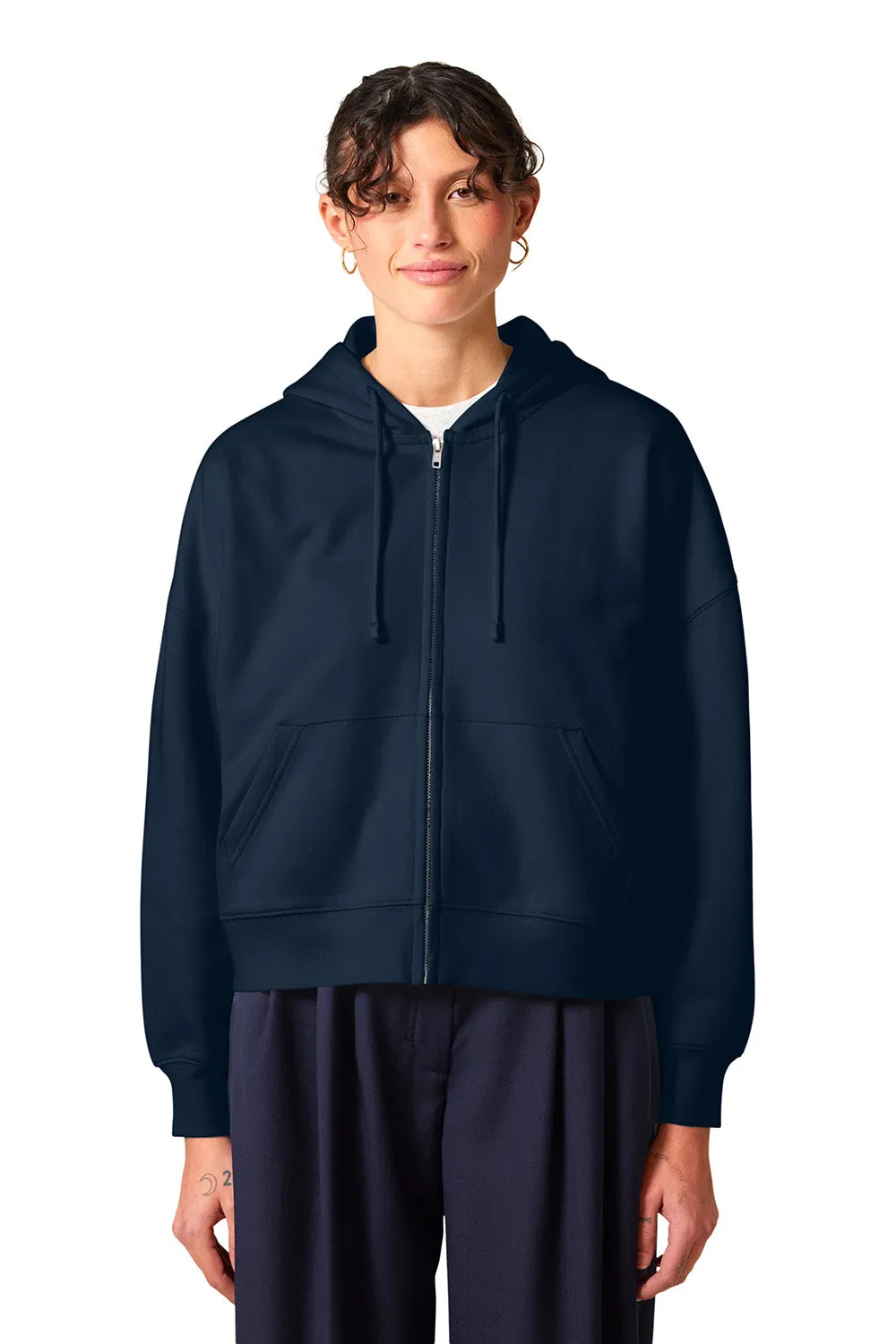 Stanley/Stella Womens Ida Full Zip Hooded Sweatshirt Hoodie w/ Pockets - French Navy Blue Clothing Stanley-Stella