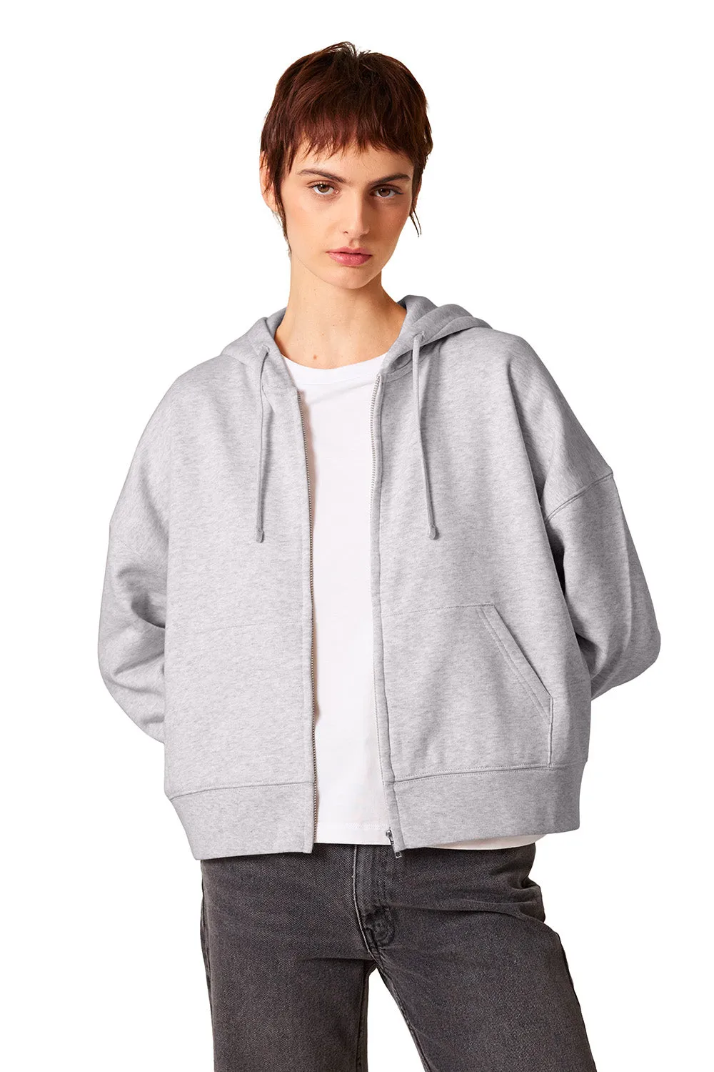 Stanley/Stella Womens Ida Full Zip Hooded Sweatshirt Hoodie w/ Pockets - Heather Cool Grey Clothing Stanley-Stella