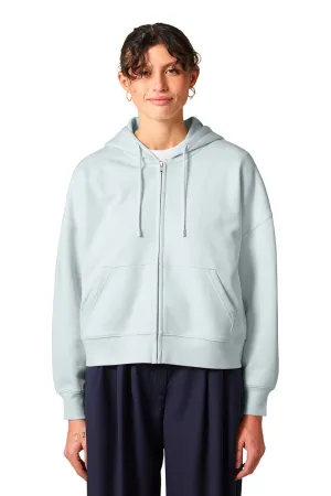 Stanley/Stella Womens Ida Full Zip Hooded Sweatshirt Hoodie w/ Pockets - Ice Blue Clothing Stanley-Stella