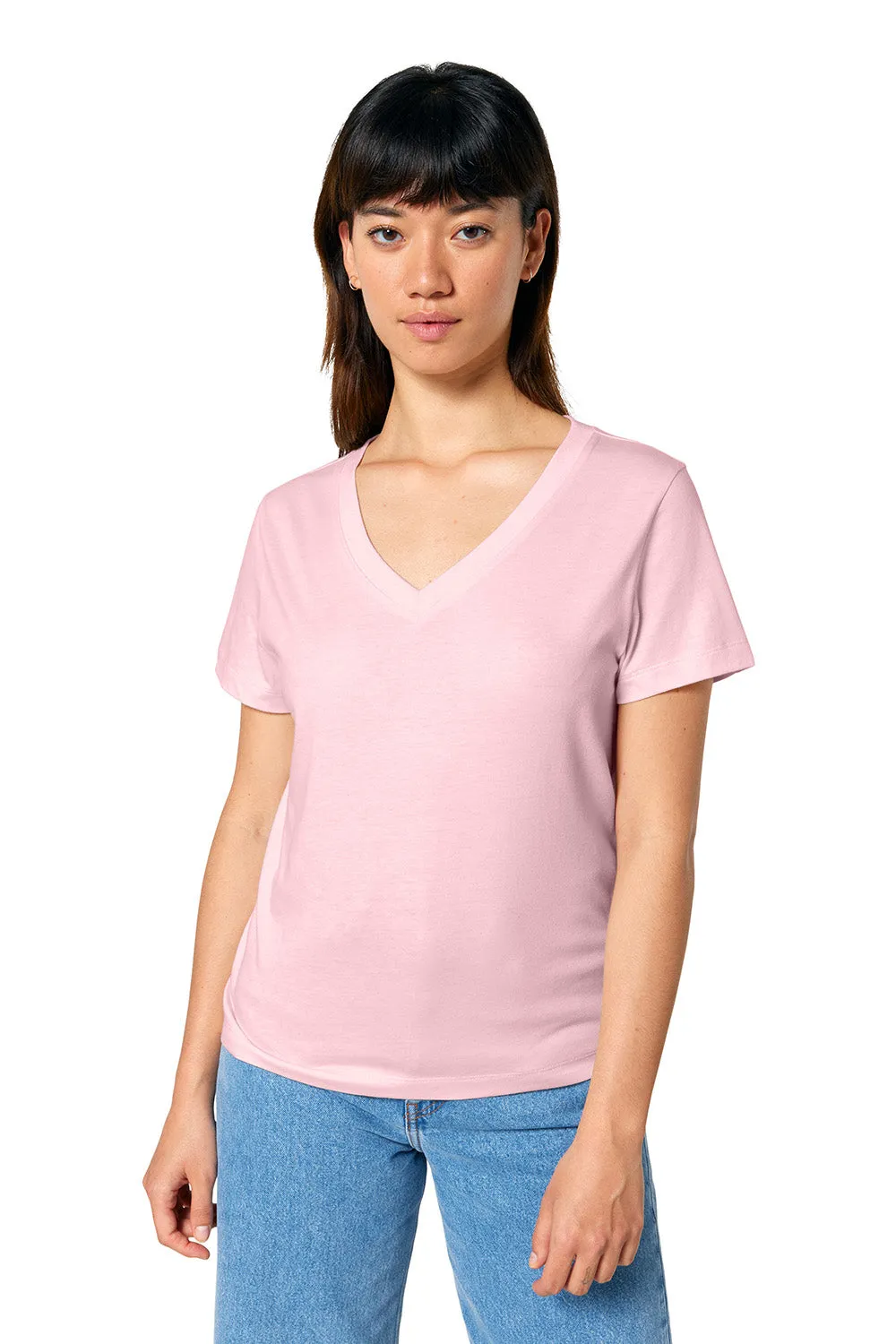 Stanley/Stella Womens Isla Short Sleeve V-Neck T-Shirt - Cotton Pink Clothing Stanley-Stella
