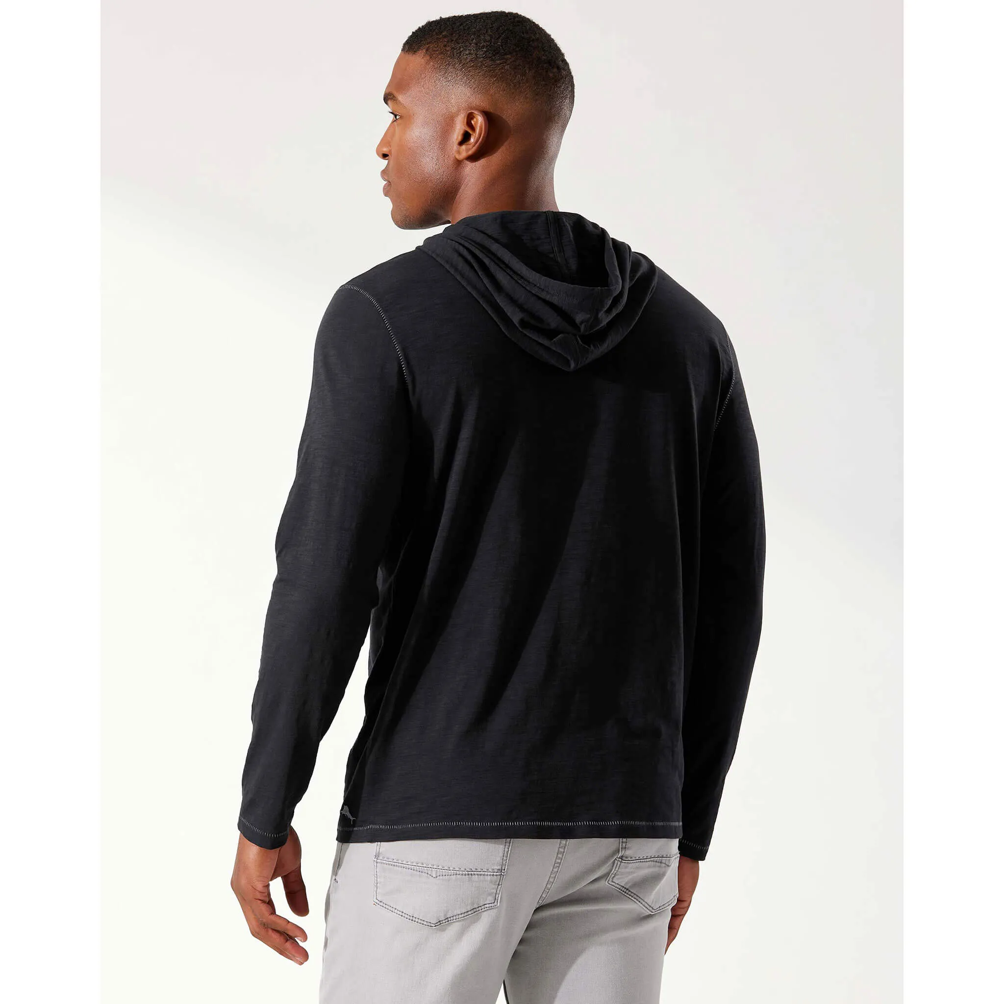 Tommy Bahama Bali Beach Hoodie Long Sleeve T-Shirt - Black Mens Tommy Bahama