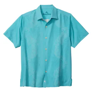 Tommy Bahama Big & Tall Bali Border Camp Shirt - Aqua Blue Tommy Bahama Clothing