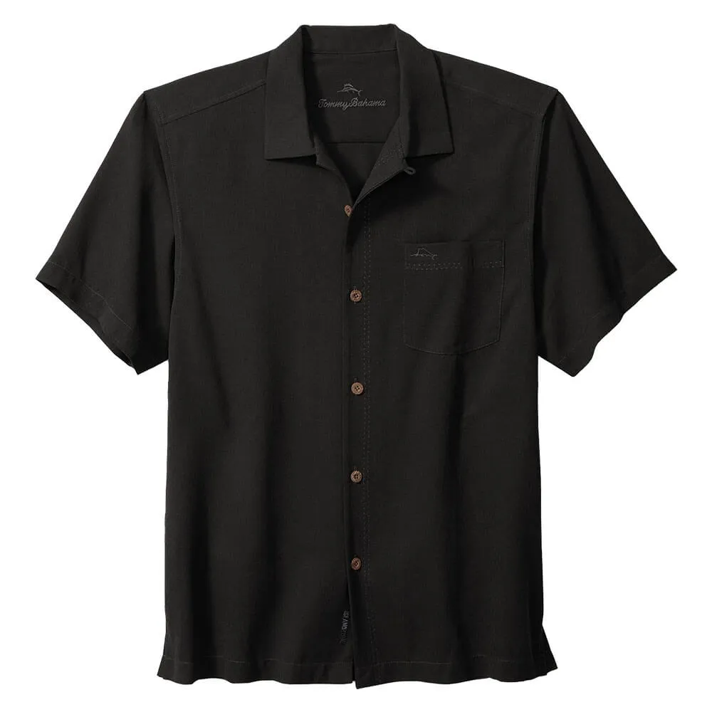 Tommy Bahama Big & Tall Coastal Breeze Check Camp Shirt - Black Tommy Bahama Clothing