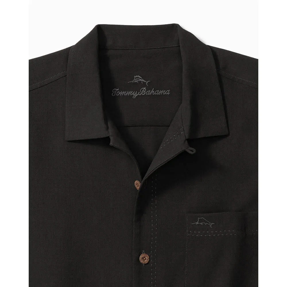 Tommy Bahama Big & Tall Coastal Breeze Check Camp Shirt - Black Tommy Bahama Clothing