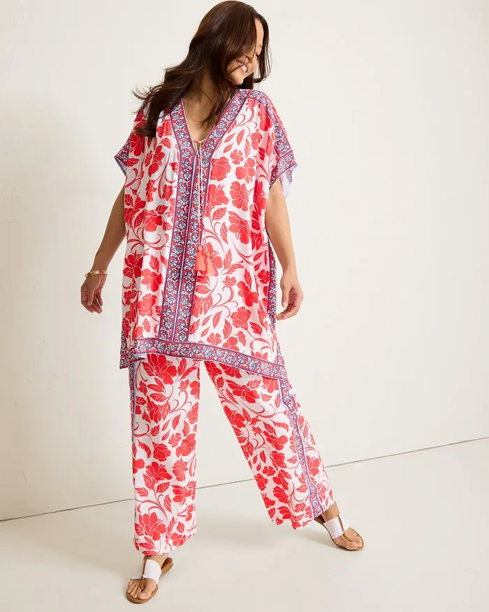 Tommy Bahama Fiori Border Tunic Cover Up - White Tommy Bahama Clothing