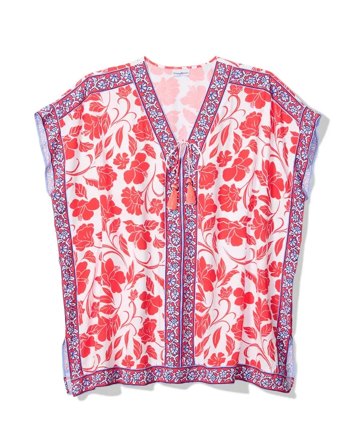 Tommy Bahama Fiori Border Tunic Cover Up - White Tommy Bahama Clothing