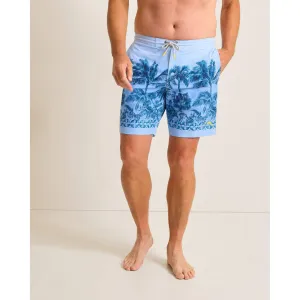 Tommy Bahama Men's 8-Inch Artist Series Baja Hibiscus Hues Swim Trunks - Vacation Blue Mens Tommy Bahama