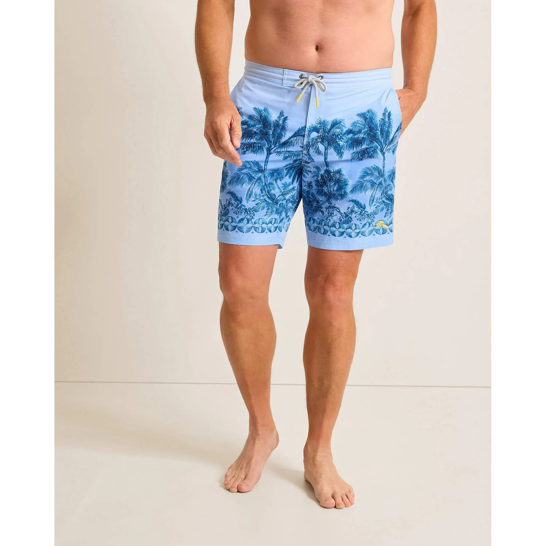 Tommy Bahama Men's 8-Inch Artist Series Baja Hibiscus Hues Swim Trunks - Vacation Blue Mens Tommy Bahama