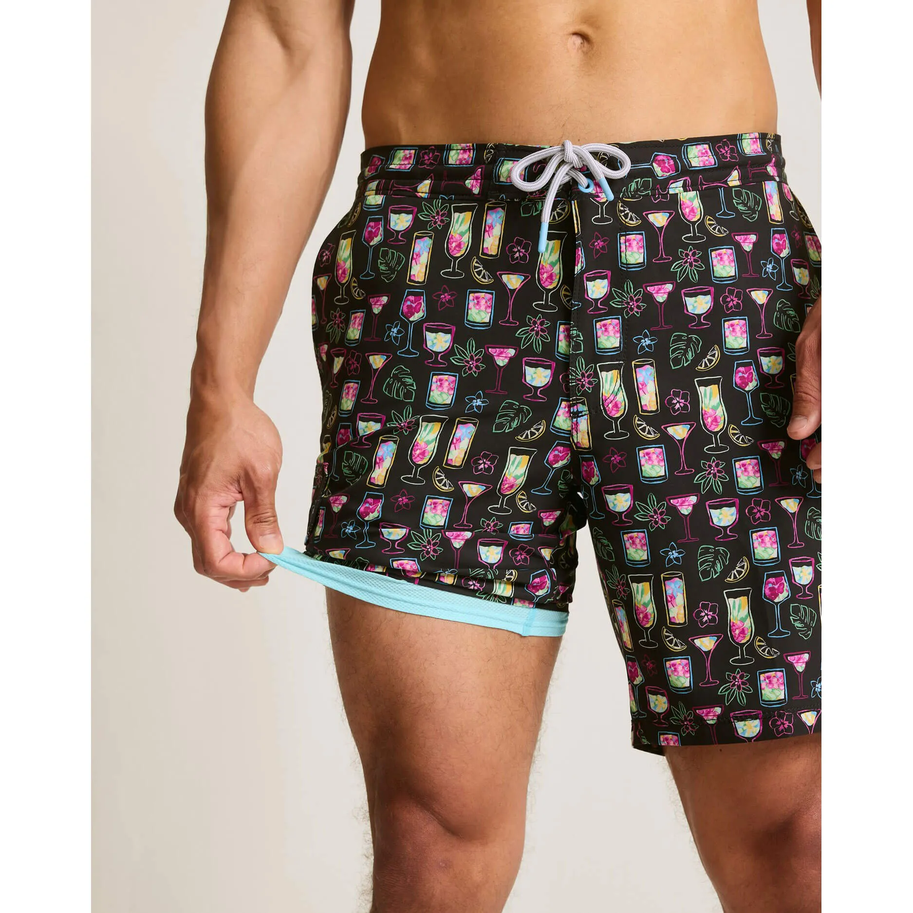 Tommy Bahama Men's 8-Inch Baja Colada Sunset Swim Trunks - Jet Black Mens Tommy Bahama